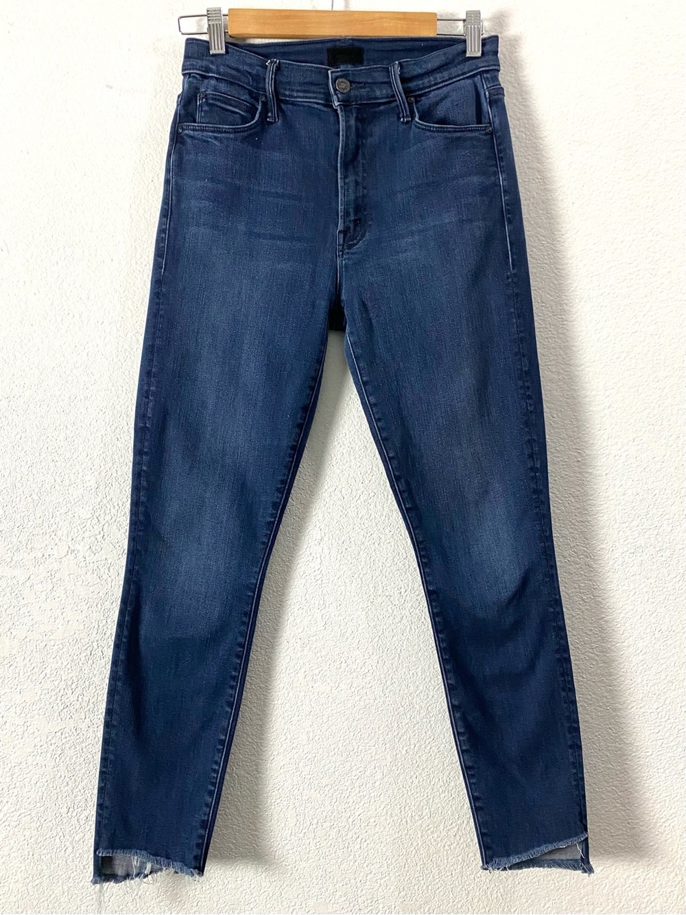 MOTHER Stunner Ankle Step Fray Jeans 28 Dark A Trip Down Memory Lane Slim Crop - Picture 2 of 15